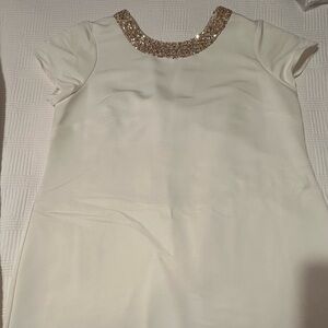 Sail to Sable White Dress with Gold Sequin Neckline